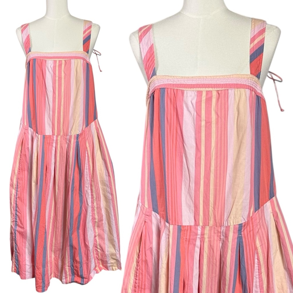 Free People Primavera Reversible Striped Midi Dress Strawberry Combo Size Large - Picture 10 of 16